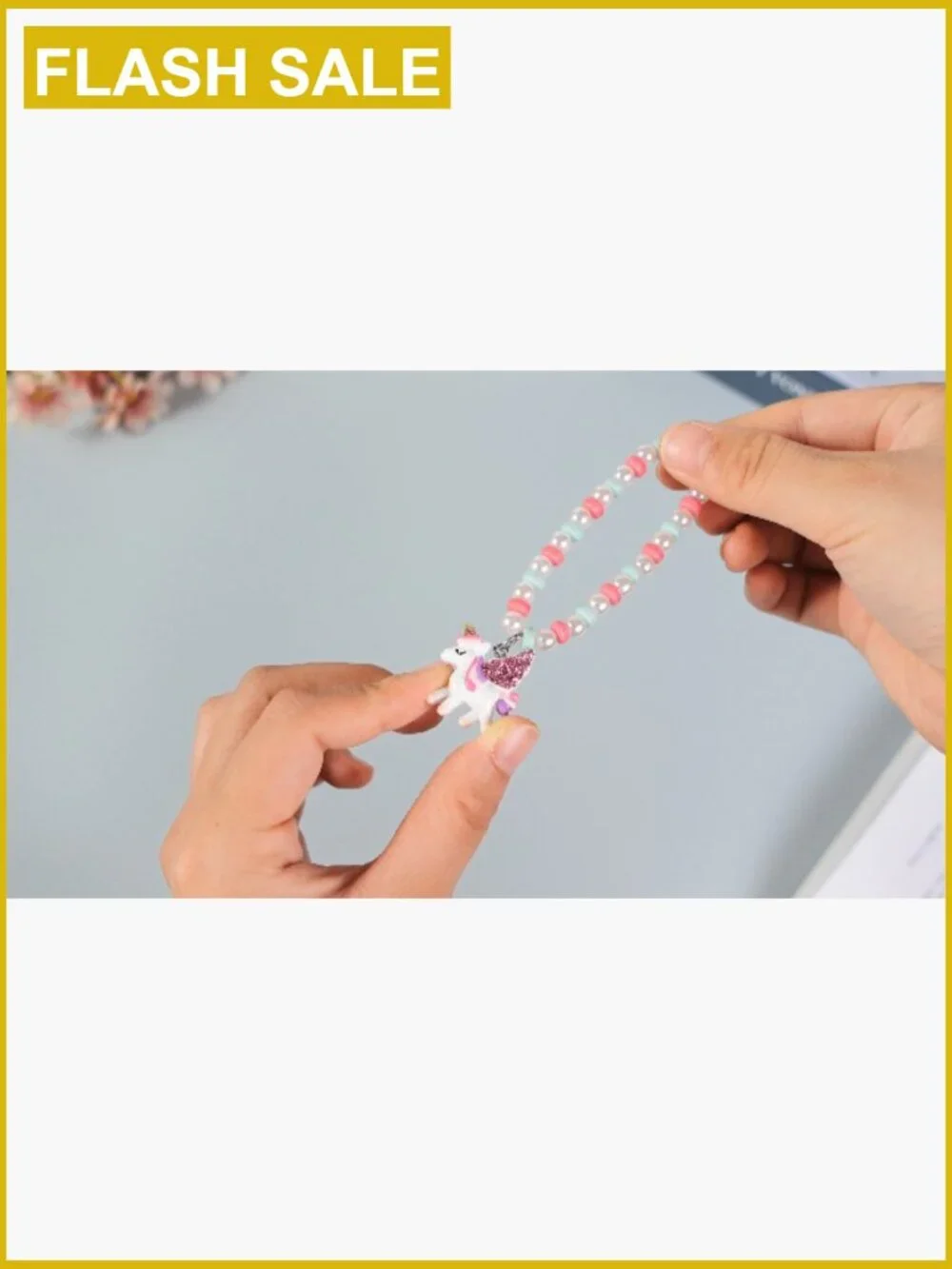 12 Pc Girl Necklaces Bracelets Set with Unicorn Mermaid Rainbow Pendant Kid